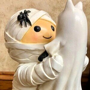 Halloween Mummy Holding Ghost Cat Figurine